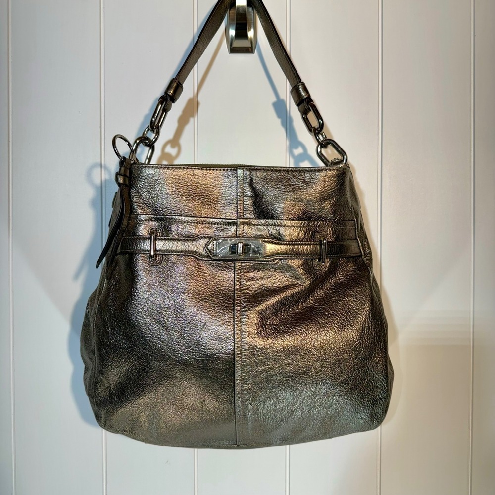 Coach Chelsea Ashlyn Hobo Metallic Pewter Leather Shoulder Bag 18211
